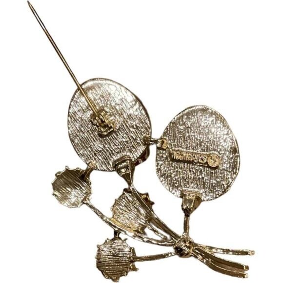 VTG Sarah Coventry Gold Tone Red Strawberry Frosted Glass Brooch Pin 1960's - Picture 6 of 7